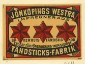 Tändsticksetikett från Mönsterås Tändsticksfabrik, 