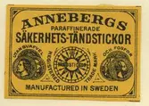 Tändsticksetikett från Mönsterås Tändsticksfabrik, 