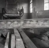 Kyrkan i Kråksmåla, senmedeltida målning på golvbjälke påträffad vid restaurering.