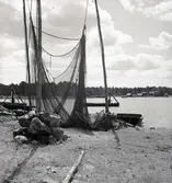 Bottengarn på ställning.