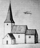 En sida ur en tidskrift om Bolums gamla kyrka.

Peringskiöld.
