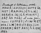Text, som var inskrivet i träfodralets botten.
Träfodral: se bild A145233:3751:1.