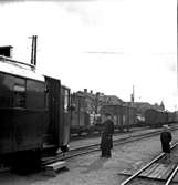 Skara. Järnvägen. Järnvägsstationen med stinsen Lars Nottberg 1950-talet.