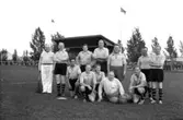 1945 Fotbollslag.
Stående från vänster: 
Arvid Hedman, Nils Hellekant, 
Martin Strömdahl, Axel Dahlberg, 
Sture Lindén, Andersson Sjöberg, 
Sven A. Eldh. 
Sittande från vänster: 
Harry Hanby, Evald Händén, Sten Boorg, 
H.J. Schmidt, Karl-Erik Arwidsson.