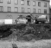 Skara. Marumsgatan. Zettervallska huset, grävning för nybygge 1963.