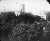 Skara, kv. Iris, foto mot sydväst, till höger Lancasterskolan och biblioteket.