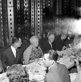 Fartygsleverans av M/S Fauna, den 12 juni 1965 på Gävle Varv. Middag på varvet. Troligtvis levererades fartyget från Gävle till Mariehamn på Åland.