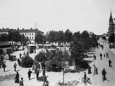 Gävle stad – Norr, Stortorget.
Lövmarknad på Stortorget (Salutorget) omkring 1915.