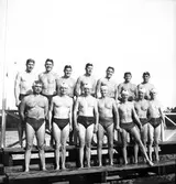 Landskamp i simmning Gästrikland - Dalarna i Harnäsbadet. 1946