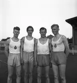 GIF:s segrande lag i DM 4x100 meter och 4x1500 meter.

Från vänster: Bergström, Karlsson, Staf och Bergman.  1940
