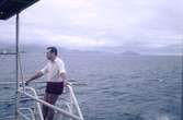 Besätningsmannen Björn Edholm på däcket till Salén-tankern SEVEN SKIES (ursprungligen MALMOIL), som 6 oktober 1969 exploderade och sjönk väster om Indonesien. Bilden tagen i Persiska viken.