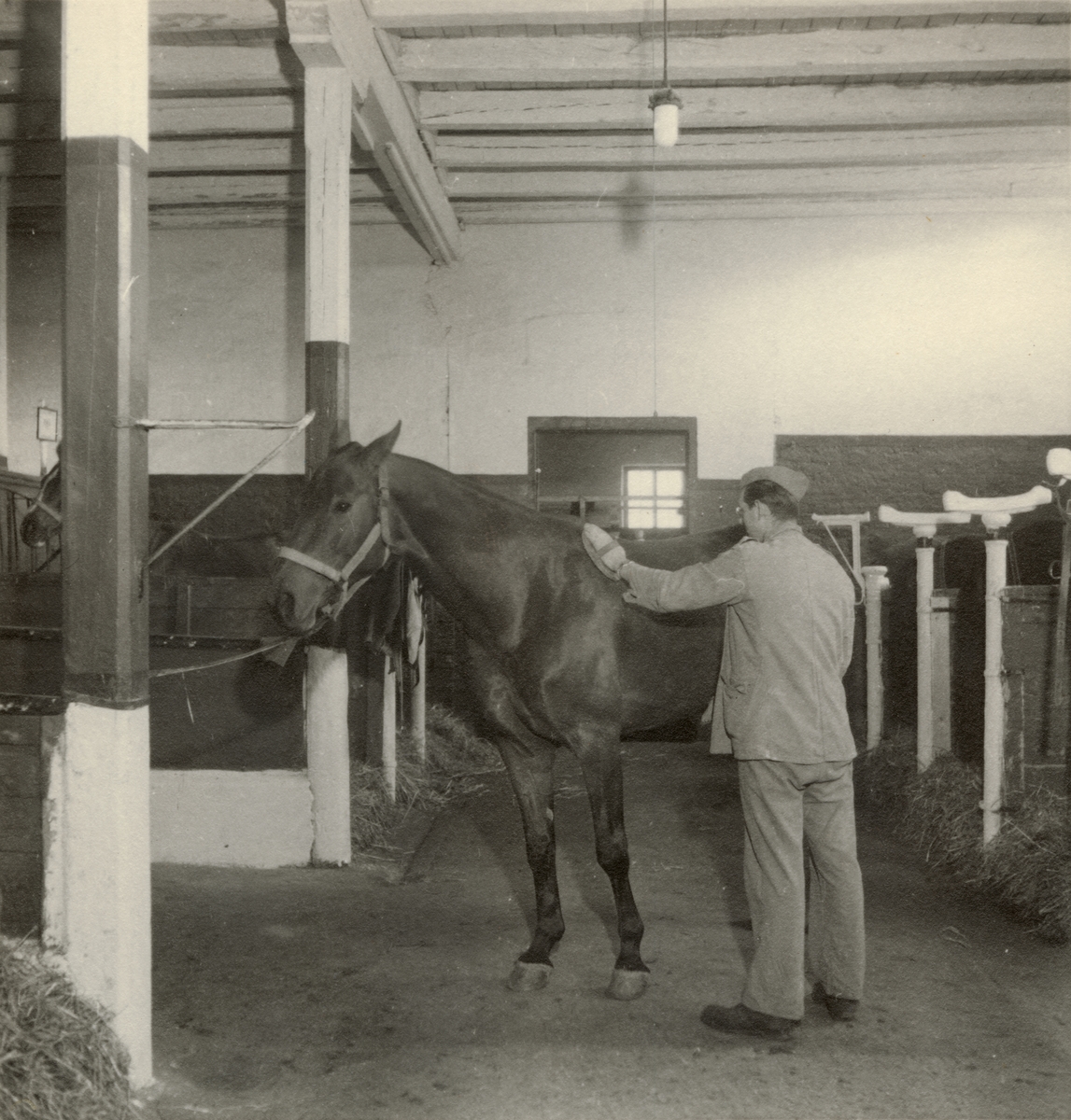 Lennart af Petersens, Befälshäststall, Svea artilleriregemente A 1, våren 1947.
