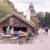 Aktiviteter på Marknadsgatan. Skansens gäster. Gamla krogen, ponnyridning, försäljning.