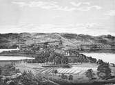 Utsikt över Jönköping från öster. Efter en littografi från 1852.
