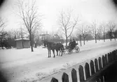 Hästekipage vid Järnvägsparken, Uppsala, före 1914