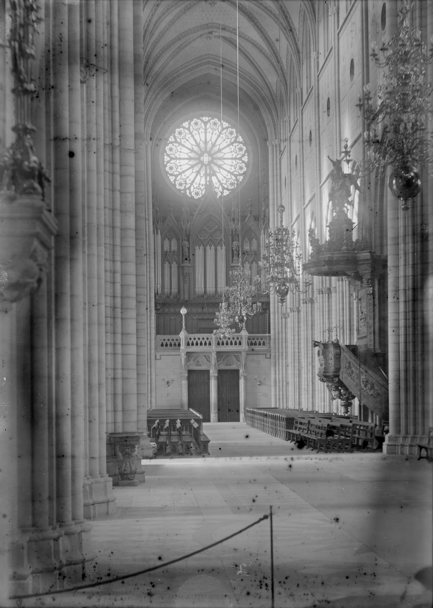 Henri Osti's Fotografiateliér, Vy mot orgelläktaren efter restaureringen, Uppsala domkyrka, Uppsala 1911
