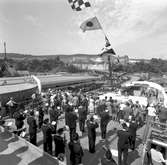 Statens Järnvägar, SJ, tågfärjeleden Trelleborg- Sassnitz 50 år. M/S Trelleborg anlöper Sassnitz