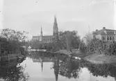 Fyrisån, Magdeburg och Uppsala domkyrka från norr, Uppsala 1891