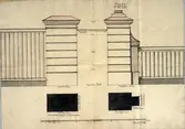 Portstolpar i mur. Forsby gård.