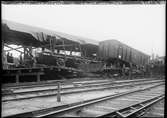 Kollisionsolycka på Bergslagsbanans station, Göteborg 1924. På bilden syns bland annat Gävle-Dala Järnvägs godsvagn GDJ NN 1011 och Bergslagernas Järnvägar godsvagn BJ G4 830.