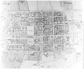 Karta över Alingsås med utvidgningsförslag 1876. Detalj.