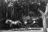 Hästspann med Emma Andersson som passagerare, Gottsunda kvarn, Uppsala sannolikt 1887