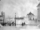 Akvarell år 1872. Sammanbindningsbanan.
Riddarhuskajen.