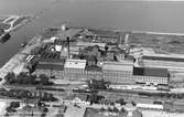 Flygfoto över sockerfabriken i Lidköping.