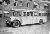 Tidaholms-buss för Malmö spårvägar. Halvhyttare. Karossen tillverkad av Aktiebolaget Svenska Järnvägsverkstäderna, ASJ. Leveransfoto.