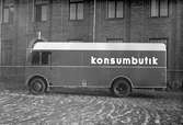 Volvo-butiksbuss för Konsum, Karossen tillverkad av Aktiebolaget Svenska Järnvägsverkstäderna, ASJ. Leveransfoto.