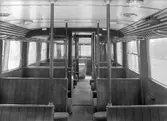 Interiör på motorvagn TGOJ Yo8g 10, byggd av Hilding Carlsson och levererad till Trafikaktiebolaget Grängesberg-Oxelösund Järnväg 1940.