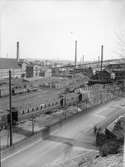 Borås nedre station. Göteborg–Borås Järnväg, GBJ Co 72, GBJ F 180, BAJ Få 227 ångfinka samt till vänster skymtas GBJ BCo 51.