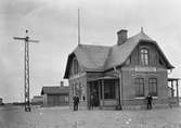 Degeberga järnvägsstation uppförd av Gärds Härads järnväg 1881. Bilden troligen tagen strax efter uppförandet.
