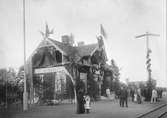 Gråbo järnvägsstation. Invigningen av  Västergötland - Göteborgs Järnväg.