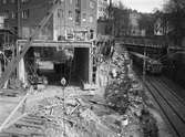 Statens Järnvägar, SJ Ds 319. Vid bygget av nya tunneln Stockholm S - Södermalm.