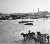 Översvämmad hamnstation.