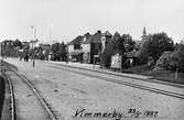 Stationen öppnades för trafik 1872. 1902 Byggdes nytt stations hus och  bangården utbyggdes. Stationshuset ersattes med ett nytt på 1950-talet.