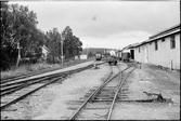 Bangård och godsmagasin vid Myresjö station.