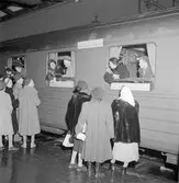 Svenska Amerika Linjens Solkryss resenärer till Göteborg för vidare befordran till Afrika och Västindien.
Text på vagnen :
SAL:s SOL-kryss till AFRIKA & VÄSTINDIEN.
RESERVERAD FÖR RESANDE TILL AFRIKA OCH 
VÄSTINDIEN MED m/s STOCKHOLM.