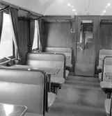 Kaféavdelningen i SJ C08 cs.
Skylt med texten Rökning tillåten