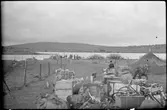 Under evakueringen av finska flyktingar, hösten 1944.  Färjeläget i Kuttainen.