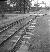 Järnvägsspår med växel.