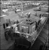 Demonstration av godsvagn SJ Oe 83724, Norra station Stockholm.Transportsystemet Från dörr till dörr med SJ.