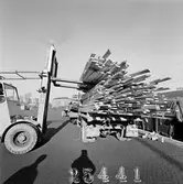 Virke- och kabellastning med truck
Liljeholmens bangård