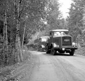 Transport av öppetgodsvagn på vagnbjörn från Underås Cementgjuteri