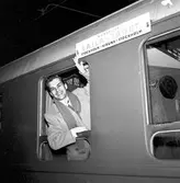 Statens Järnvägar, SJ Nordpilen. Lailatåget Stockholm- Kiruna- Stockholm.
Sandrew Baumans film Laila till Kiruna. Skådespelaren Birger Malmsten