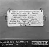 Statens Järnvägar, SJ AB024. Vagnskylt, Paris - Stockholm Central