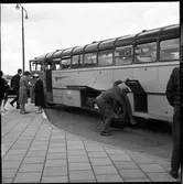 Buss vid Centralstationen. Klarabergsviadukten, norra änden av Stockholm Central.
