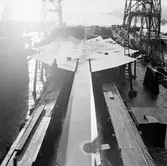 Tågfärja Skåne. Nybygge vid Uddevallavarvet. Tågfärja beställd 1965, för Statens Järnvägar