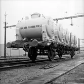 Statens Järnvägar, SJ Lbms. (fd Lbs). (fd Oubhl). Vagn med Dc-behållare, cylinderformad